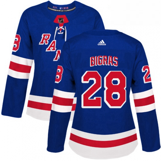 Womens Adidas New York Rangers 28 Chris Bigras Premier Royal Blue Home NHL Jersey