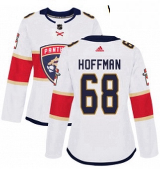 Womens Adidas Florida Panthers 68 Mike Hoffman Authentic White Away NHL Jersey