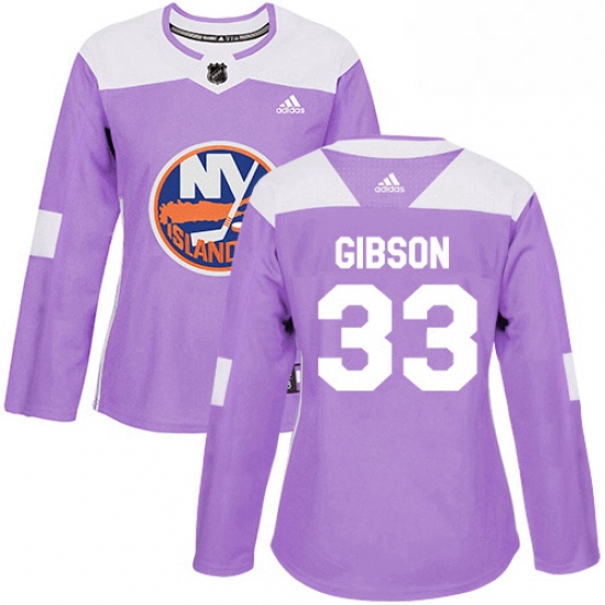 Womens Adidas New York Islanders 33 Christopher Gibson Authentic Purple Fights Cancer Practice NHL J