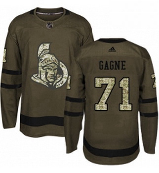 Youth Adidas Ottawa Senators 71 Gabriel Gagne Premier Green Salute to Service NHL Jersey