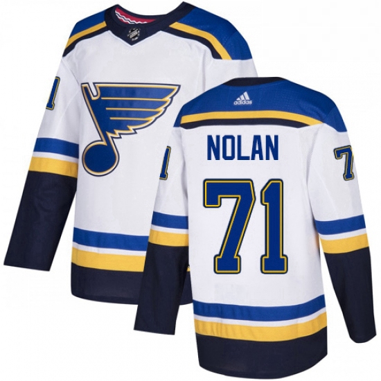 Youth Adidas St Louis Blues 71 Jordan Nolan Authentic White Away NHL Jersey