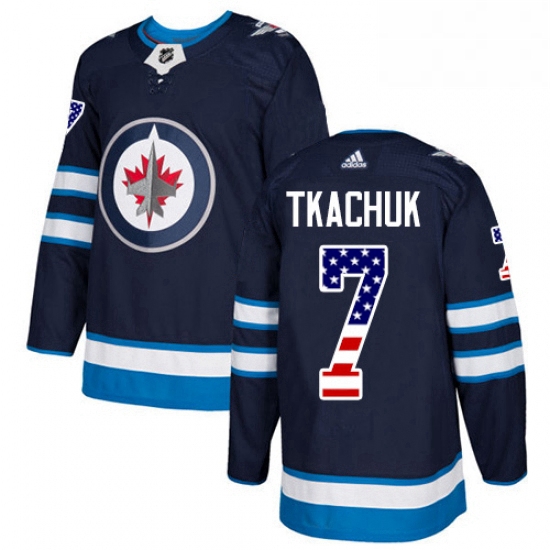 Youth Adidas Winnipeg Jets 7 Keith Tkachuk Authentic Navy Blue USA Flag Fashion NHL Jersey