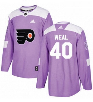 Youth Adidas Philadelphia Flyers 40 Jordan Weal Authentic Purple Fights Cancer Practice NHL Jersey