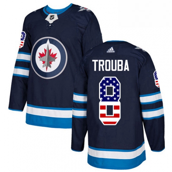 Youth Adidas Winnipeg Jets 8 Jacob Trouba Authentic Navy Blue USA Flag Fashion NHL Jersey