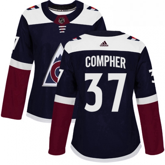 Womens Adidas Colorado Avalanche 37 JT Compher Authentic Navy Blue Alternate NHL Jersey