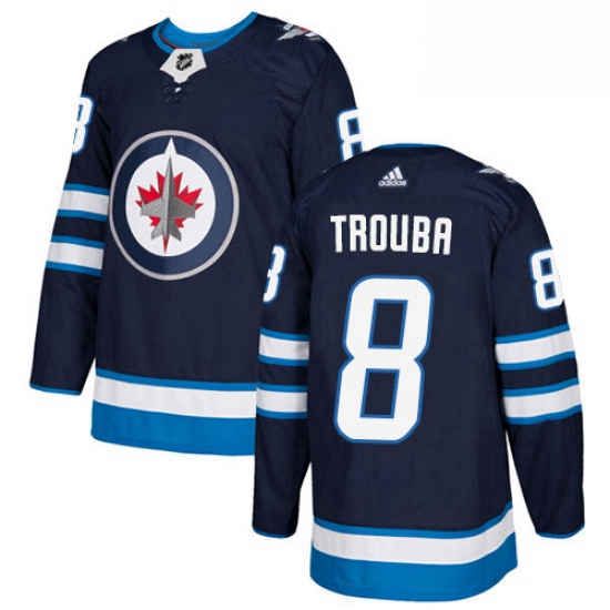 Youth Adidas Winnipeg Jets 8 Jacob Trouba Premier Navy Blue Home NHL Jersey