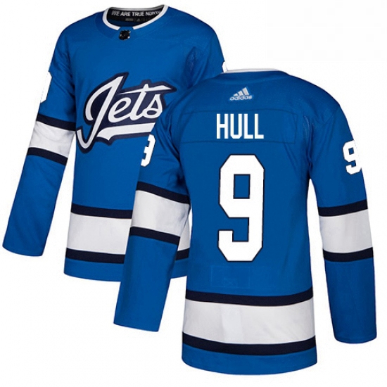 Youth Adidas Winnipeg Jets 9 Bobby Hull Authentic Blue Alternate NHL Jersey