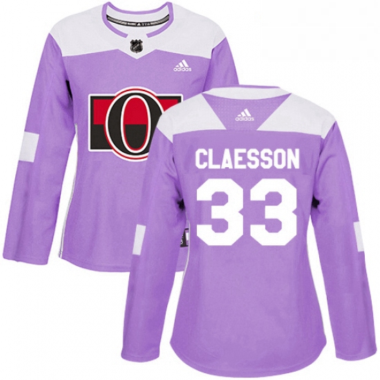 Womens Adidas Ottawa Senators 33 Fredrik Claesson Authentic Purple Fights Cancer Practice NHL Jersey