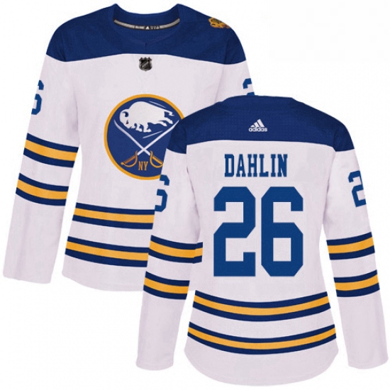 Womens Adidas Buffalo Sabres 26 Rasmus Dahlin Authentic White 2018 Winter Classic NHL Jersey