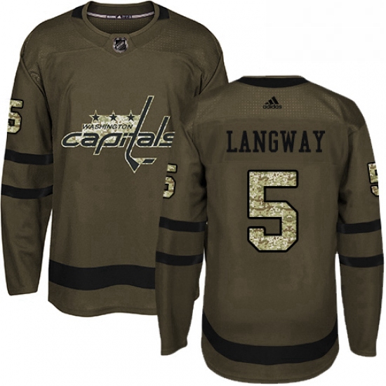 Youth Adidas Washington Capitals 5 Rod Langway Premier Green Salute to Service NHL Jersey