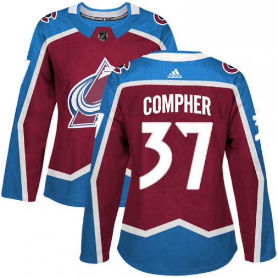 Womens Adidas Colorado Avalanche 37 JT Compher Premier Burgundy Red Home NHL Jersey