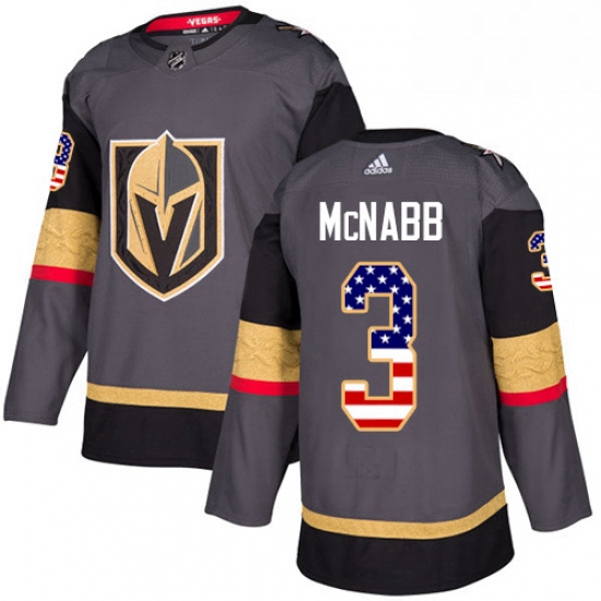 Youth Adidas Vegas Golden Knights 3 Brayden McNabb Authentic Gray USA Flag Fashion NHL Jersey