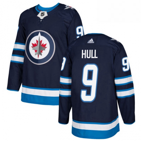 Youth Adidas Winnipeg Jets 9 Bobby Hull Authentic Navy Blue Home NHL Jersey