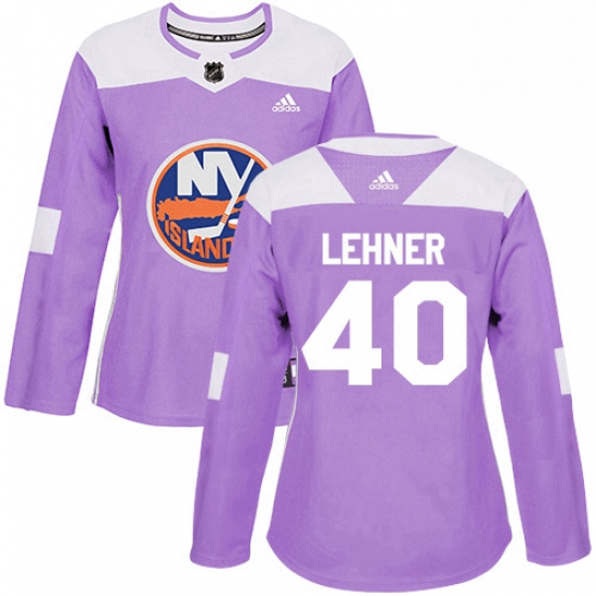 Womens Adidas New York Islanders 40 Robin Lehner Authentic Purple Fights Cancer Practice NHL Jersey