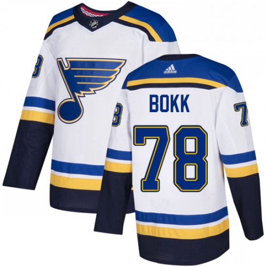 Youth Adidas St Louis Blues 78 Dominik Bokk Authentic White Away NHL Jersey