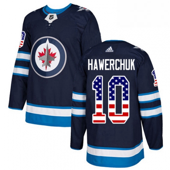 Youth Adidas Winnipeg Jets 10 Dale Hawerchuk Authentic Navy Blue USA Flag Fashion NHL Jersey