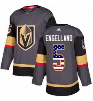 Youth Adidas Vegas Golden Knights 5 Deryk Engelland Authentic Gray USA Flag Fashion NHL Jersey