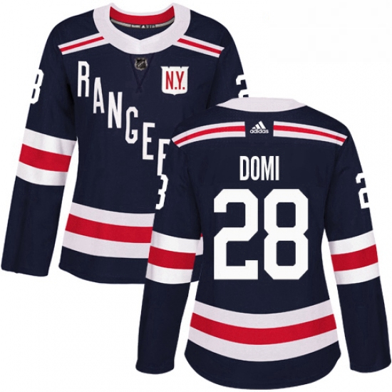 Womens Adidas New York Rangers 28 Tie Domi Authentic Navy Blue 2018 Winter Classic NHL Jersey