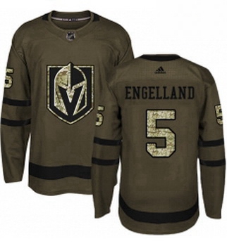 Youth Adidas Vegas Golden Knights 5 Deryk Engelland Authentic Green Salute to Service NHL Jersey