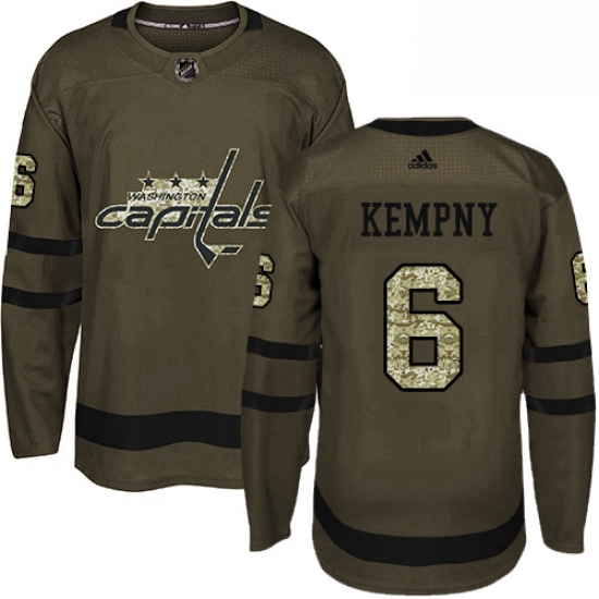 Youth Adidas Washington Capitals 6 Michal Kempny Premier Green Salute to Service NHL Jersey