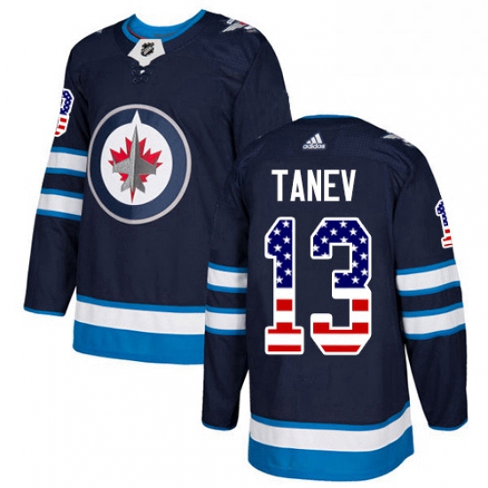 Youth Adidas Winnipeg Jets 13 Brandon Tanev Authentic Navy Blue USA Flag Fashion NHL Jersey