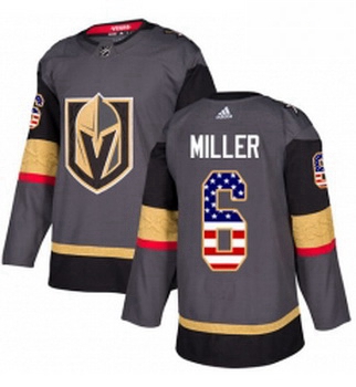 Youth Adidas Vegas Golden Knights 6 Colin Miller Authentic Gray USA Flag Fashion NHL Jersey