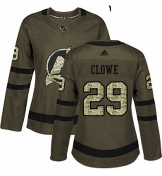 Womens Adidas New Jersey Devils 29 Ryane Clowe Authentic Green Salute to Service NHL Jersey