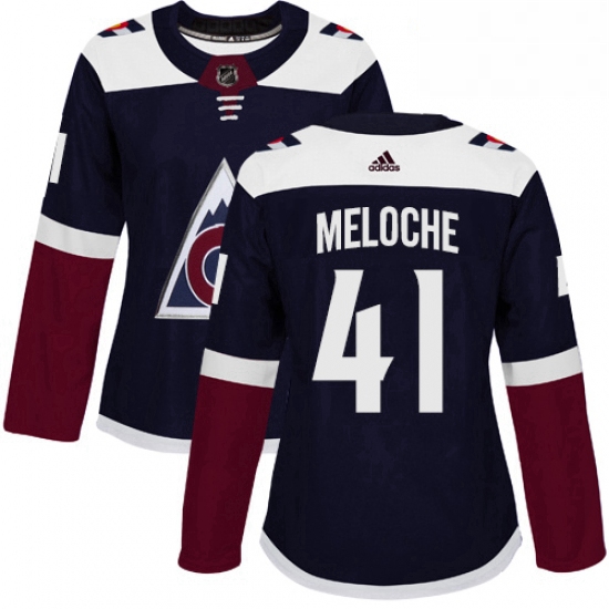 Womens Adidas Colorado Avalanche 41 Nicolas Meloche Authentic Navy Blue Alternate NHL Jersey