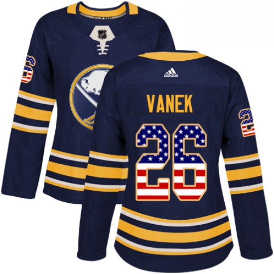 Womens Adidas Buffalo Sabres 26 Thomas Vanek Authentic Navy Blue USA Flag Fashion NHL Jersey