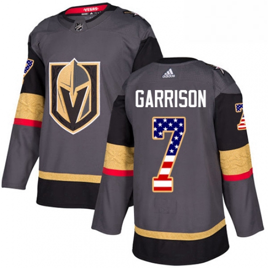 Youth Adidas Vegas Golden Knights 7 Jason Garrison Authentic Gray USA Flag Fashion NHL Jersey