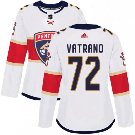 Womens Adidas Florida Panthers 72 Frank Vatrano Authentic White Away NHL Jersey