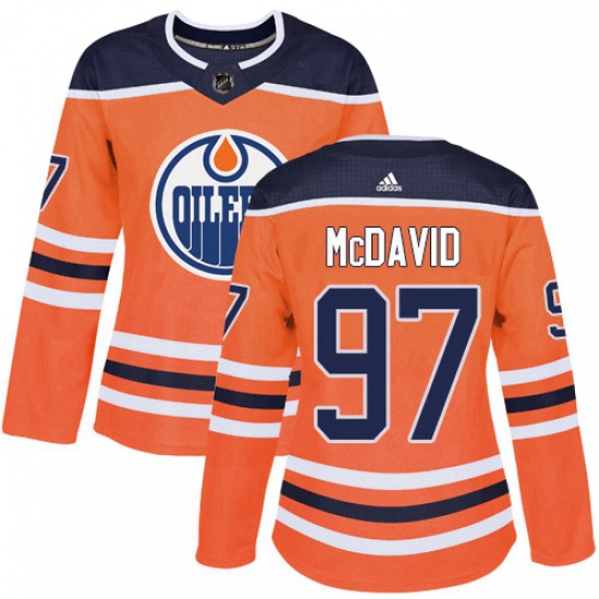 Womens Adidas Edmonton Oilers 97 Connor McDavid Authentic Orange Home NHL Jersey