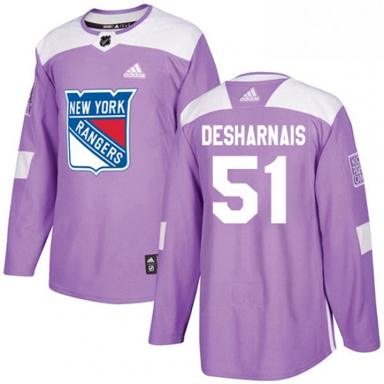 Youth Adidas New York Rangers 51 David Desharnais Authentic Purple Fights Cancer Practice NHL Jersey