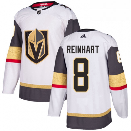 Youth Adidas Vegas Golden Knights 8 Griffin Reinhart Authentic White Away NHL Jersey