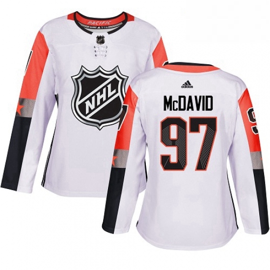 Womens Adidas Edmonton Oilers 97 Connor McDavid Authentic White 2018 All Star Pacific Division NHL J