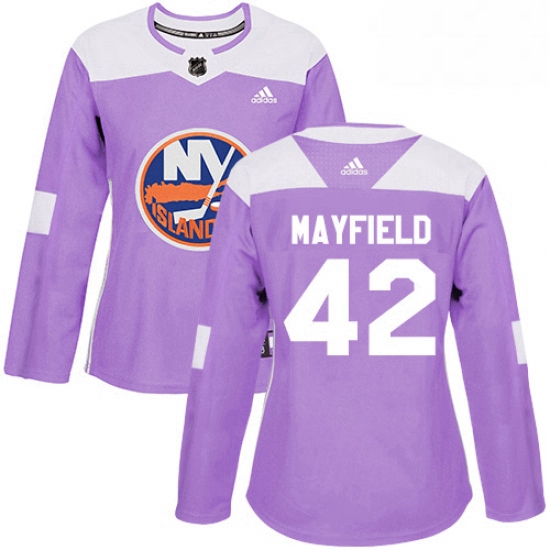 Womens Adidas New York Islanders 42 Scott Mayfield Authentic Purple Fights Cancer Practice NHL Jerse