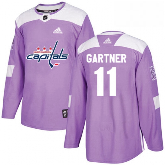 Youth Adidas Washington Capitals 11 Mike Gartner Authentic Purple Fights Cancer Practice NHL Jersey