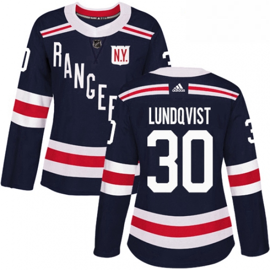 Womens Adidas New York Rangers 30 Henrik Lundqvist Authentic Navy Blue 2018 Winter Classic NHL Jerse