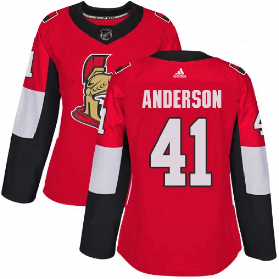 Womens Adidas Ottawa Senators 41 Craig Anderson Premier Red Home NHL Jersey