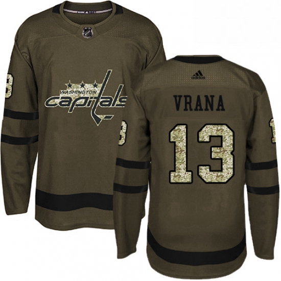 Youth Adidas Washington Capitals 13 Jakub Vrana Authentic Green Salute to Service NHL Jersey