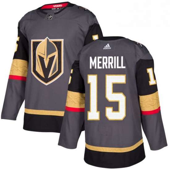 Youth Adidas Vegas Golden Knights 15 Jon Merrill Authentic Gray Home NHL Jersey