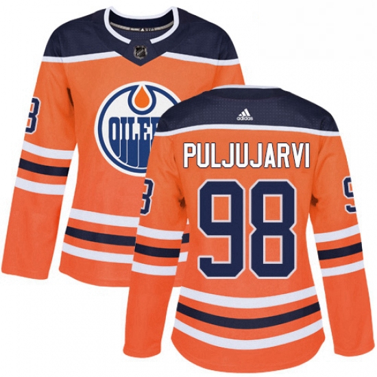 Womens Adidas Edmonton Oilers 98 Jesse Puljujarvi Authentic Orange Home NHL Jersey