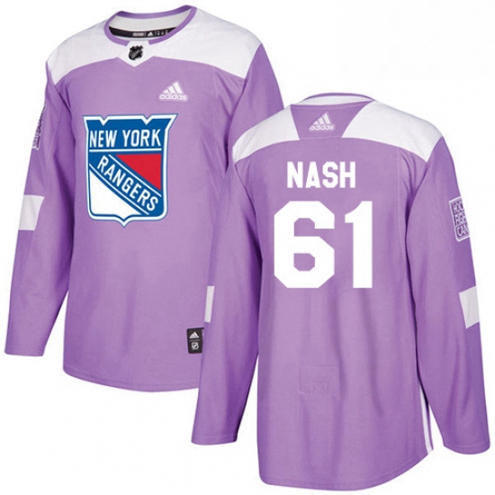 Youth Adidas New York Rangers 61 Rick Nash Authentic Purple Fights Cancer Practice NHL Jersey