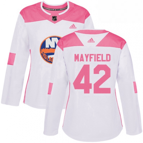 Womens Adidas New York Islanders 42 Scott Mayfield Authentic WhitePink Fashion NHL Jersey