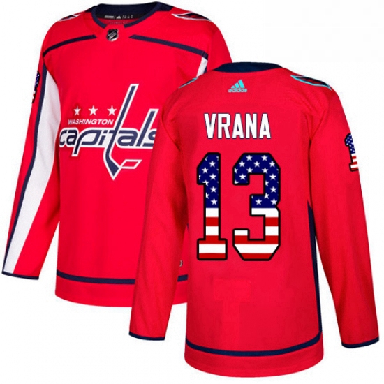 Youth Adidas Washington Capitals 13 Jakub Vrana Authentic Red USA Flag Fashion NHL Jersey