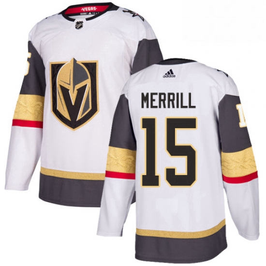 Youth Adidas Vegas Golden Knights 15 Jon Merrill Authentic White Away NHL Jersey