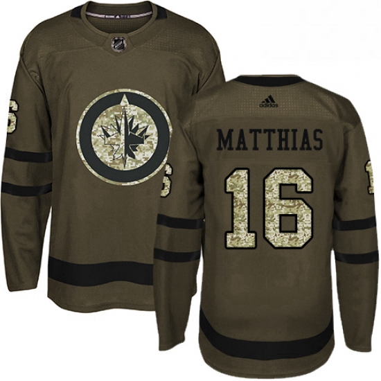 Youth Adidas Winnipeg Jets 16 Shawn Matthias Premier Green Salute to Service NHL Jersey