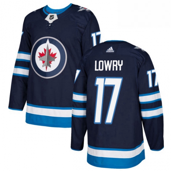 Youth Adidas Winnipeg Jets 17 Adam Lowry Authentic Navy Blue Home NHL Jersey