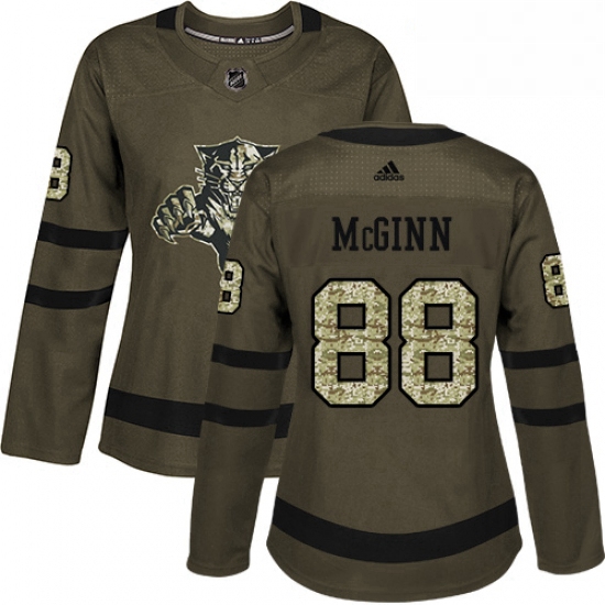 Womens Adidas Florida Panthers 88 Jamie McGinn Authentic Green Salute to Service NHL Jersey