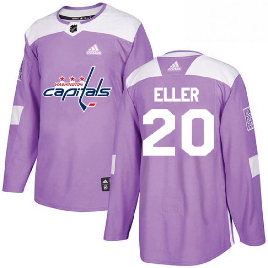 Youth Adidas Washington Capitals 20 Lars Eller Authentic Purple Fights Cancer Practice NHL Jersey